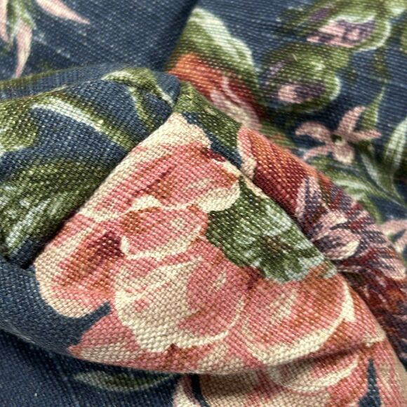 Vintage Carpetbags Of America Blue Multicolor Floral Bag With Wooden Handles - Picture 8 of 16